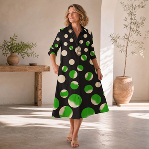 Black with Green Big Dots