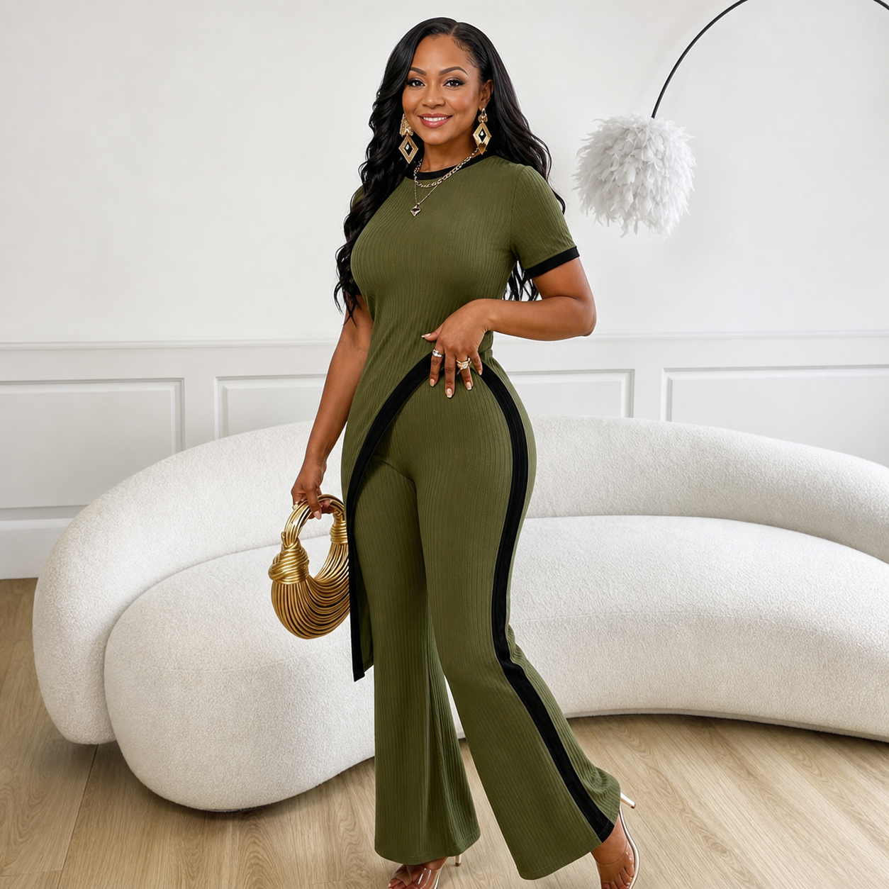 Agnese Melillo™ Coordinated Top & Flared Pants Set