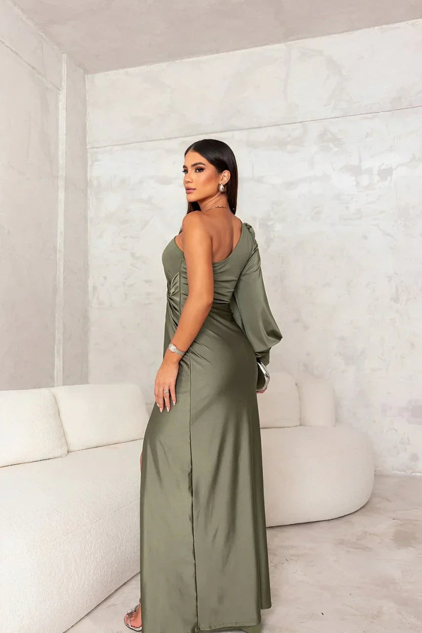 Agnese Querci™ Soft-Touch One-Shoulder Maxi Dress for Effortless Evenings