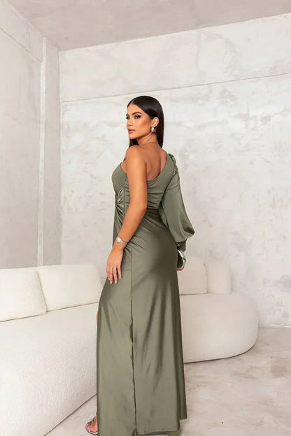 Agnese Querci™ Soft-Touch One-Shoulder Maxi Dress for Effortless Evenings