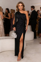 Agnese Querci™ One Shoulder Maxi Evening Dress with a Flowing Fabric