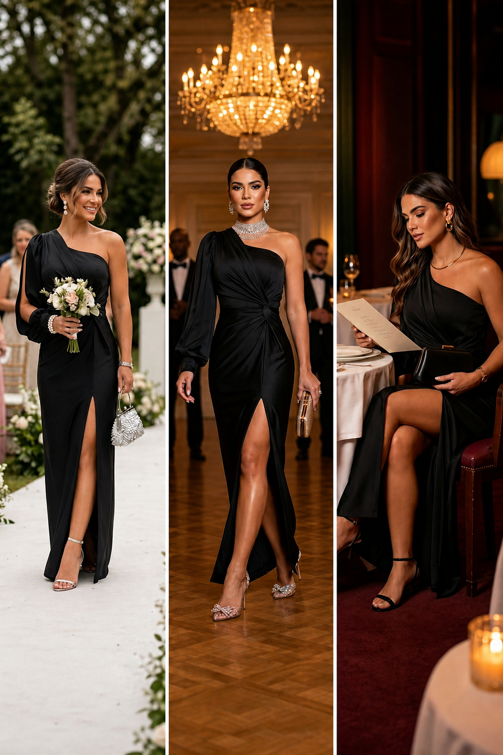 Agnese Querci™ One Shoulder Maxi Evening Dress with a Flowing Fabric