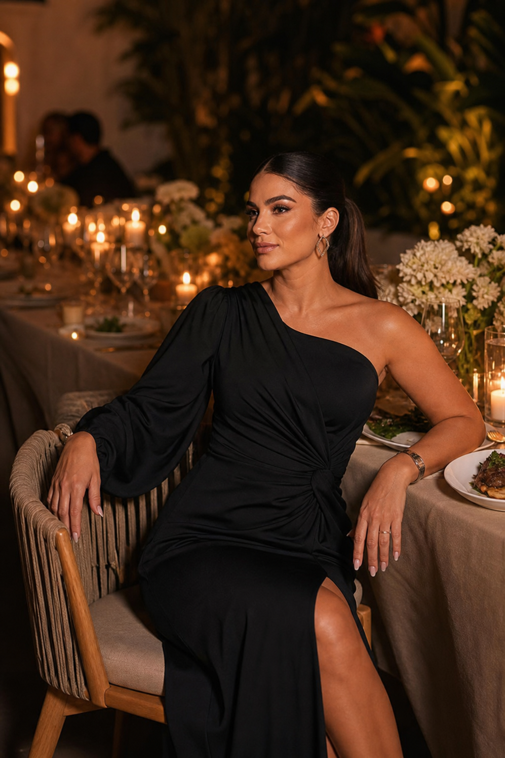 Agnese Querci™ One Shoulder Maxi Evening Dress with a Flowing Fabric