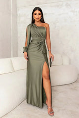 Agnese Querci™ Soft-Touch One-Shoulder Maxi Dress for Effortless Evenings