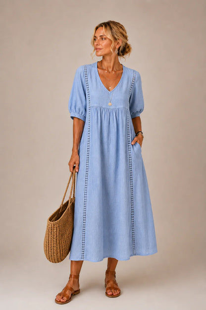 Agnese Spagnuolo™ Elegant Lace V-Neck Summer Dress