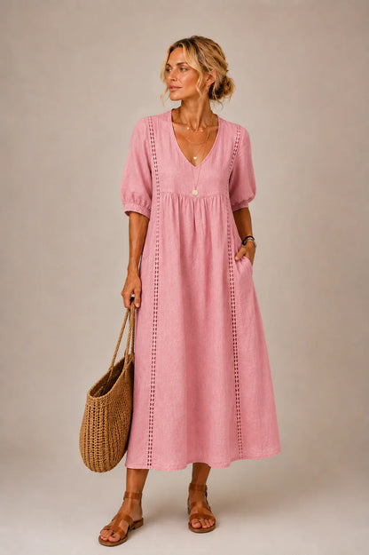 Agnese Spagnuolo™ Elegant Lace V-Neck Summer Dress
