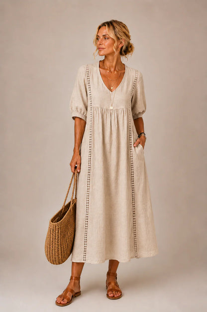 Agnese Spagnuolo™ Elegant Lace V-Neck Summer Dress