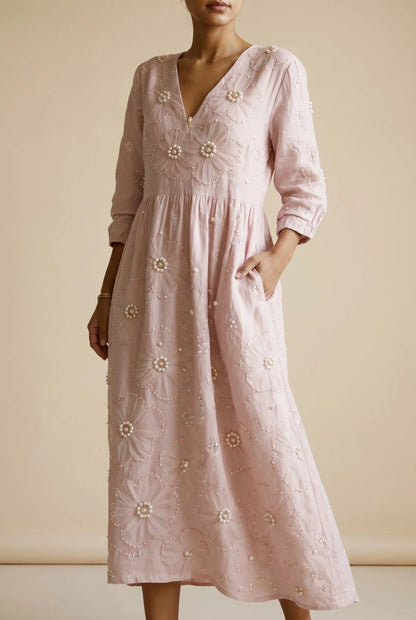 Agnese Zappia™ Elegant Floral Midi Dress for Effortless Style