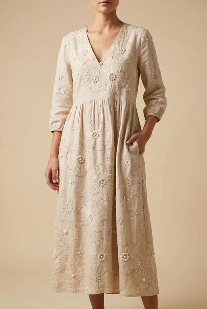 Agnese Zappia™ Elegant Floral Midi Dress for Effortless Style