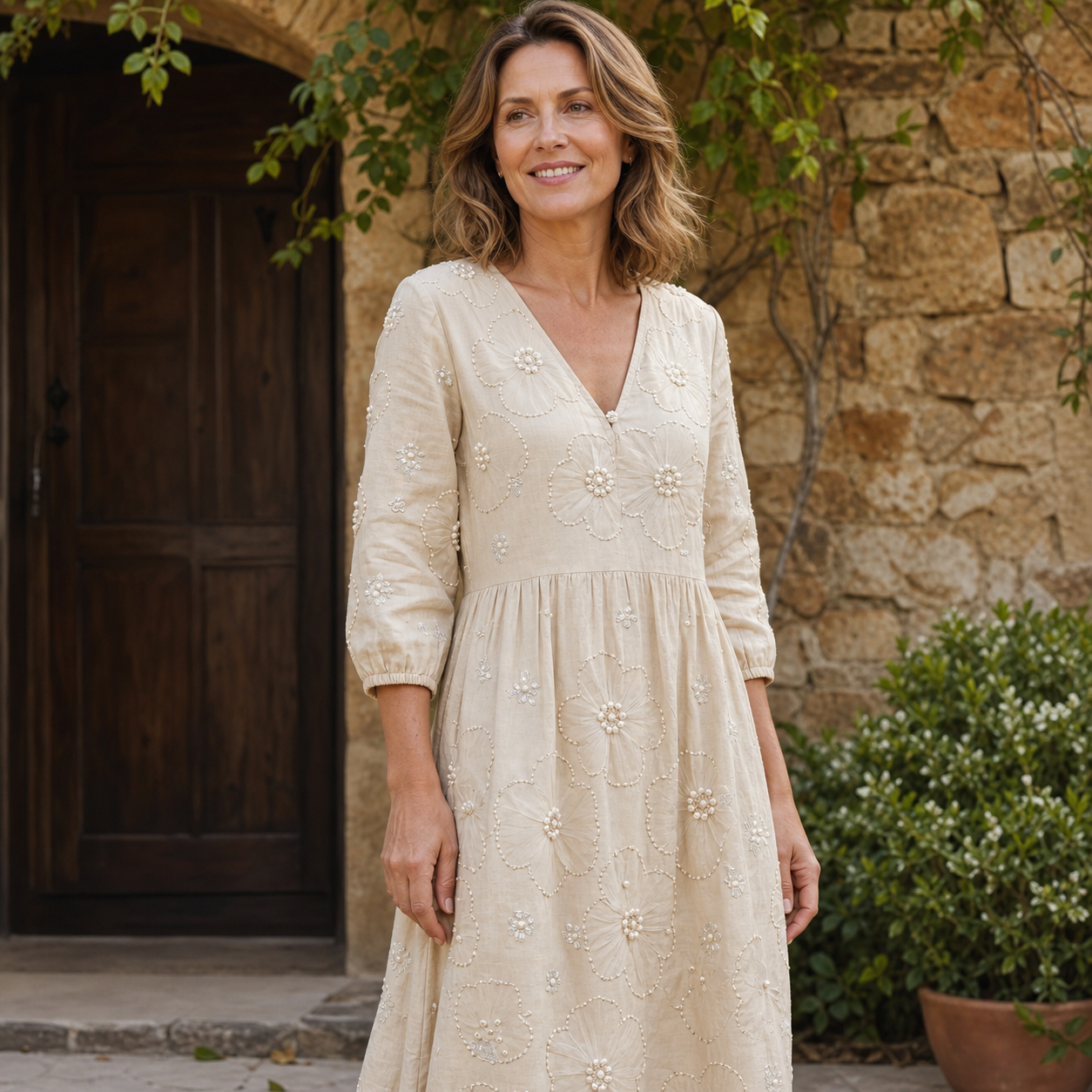 Agnese Zappia™ Elegant Floral Midi Dress for Effortless Style