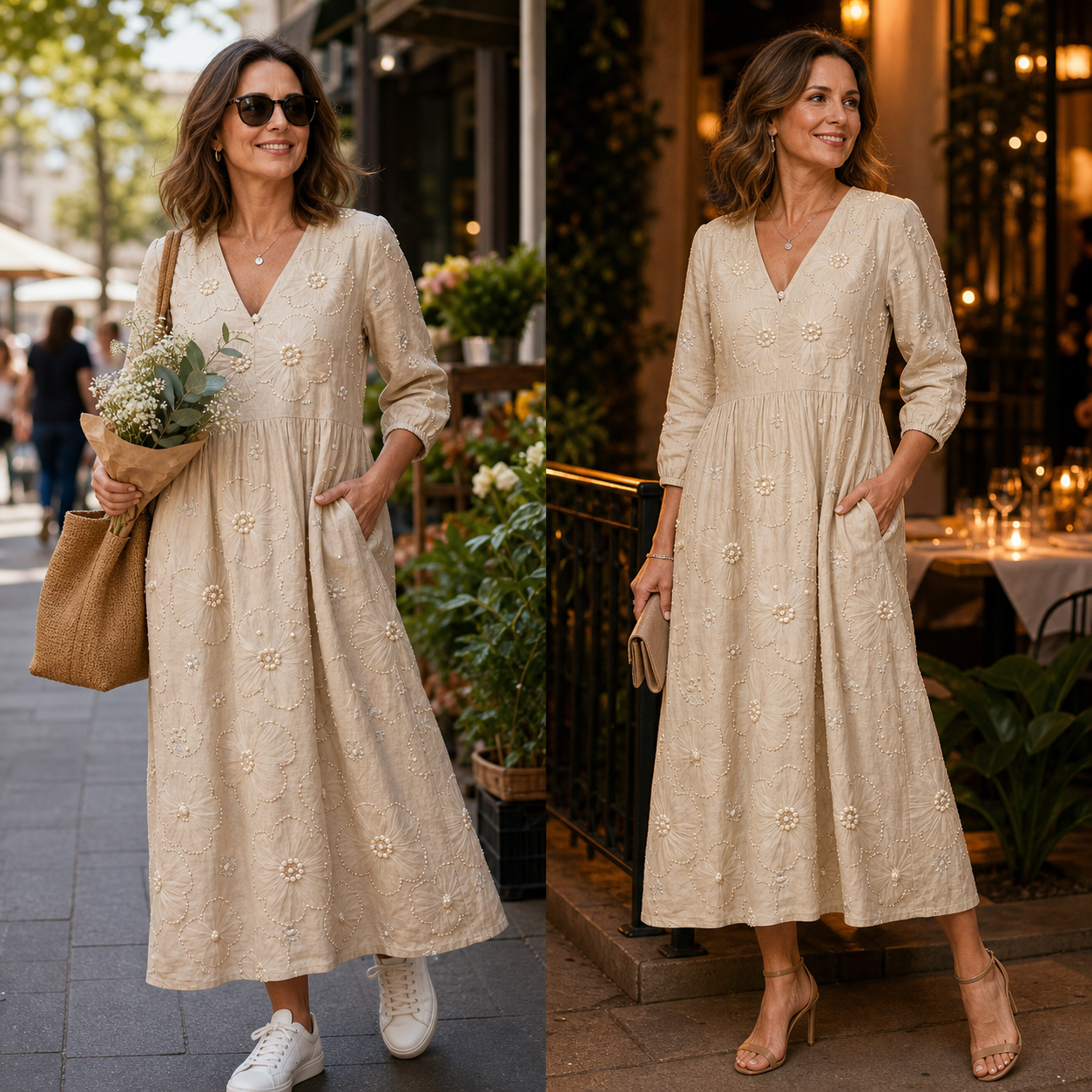 Agnese Zappia™ Elegant Floral Midi Dress for Effortless Style