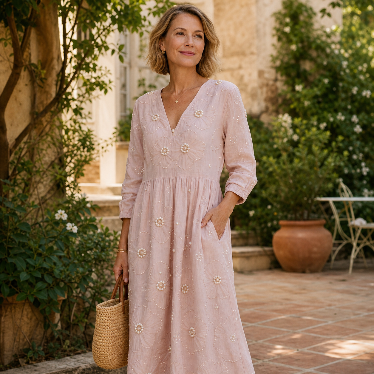 Agnese Zappia™ Elegant Floral Midi Dress for Effortless Style