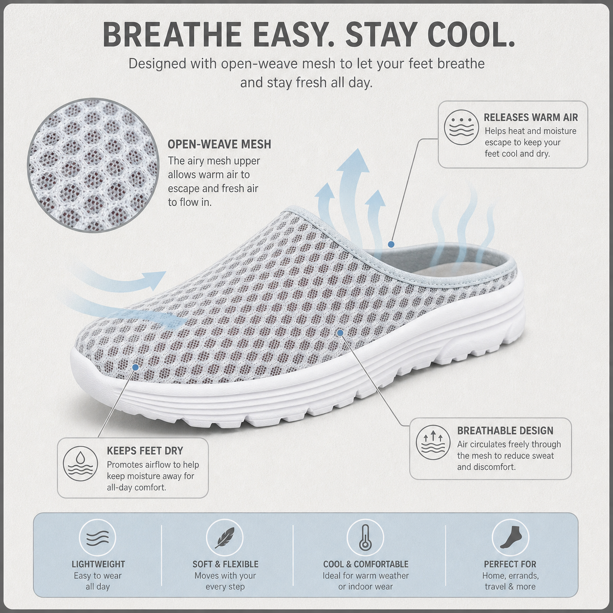 AiroStep™ Breathable Slippers for Cool Comfort
