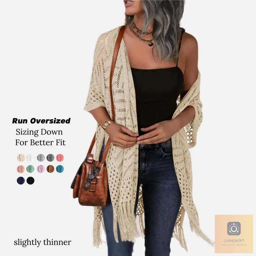 Albina Lanfranchi™ Elegant Tassel Cardigan for Lightweight Beach Coverage
