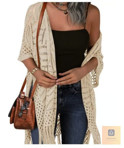 Albina Lanfranchi™ Elegant Tassel Cardigan for Lightweight Beach Coverage