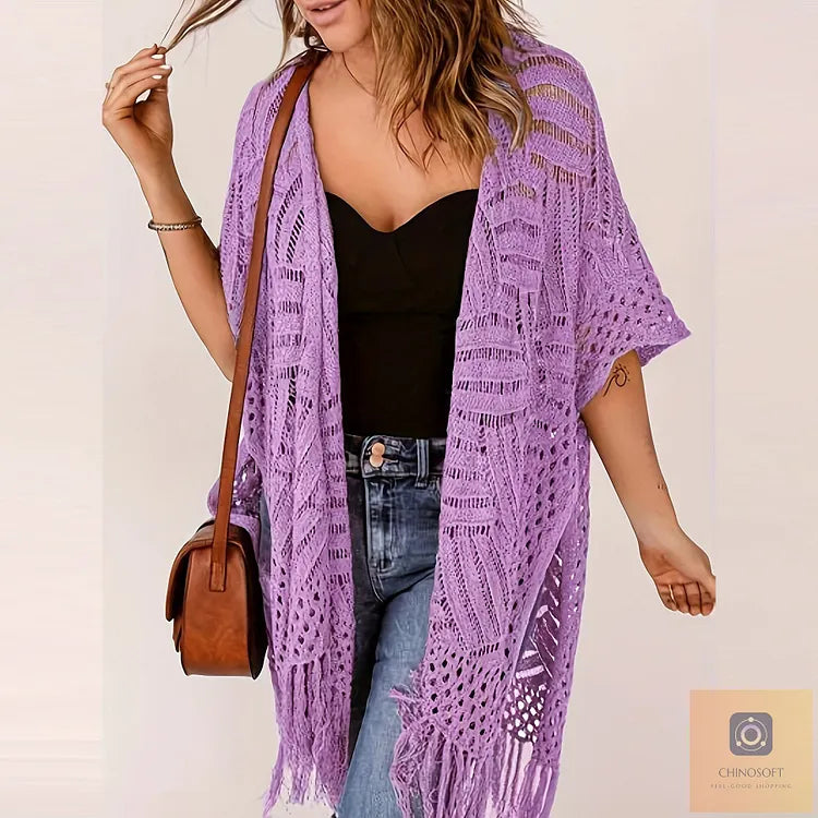 Albina Lanfranchi™ Elegant Tassel Cardigan for Lightweight Beach Coverage