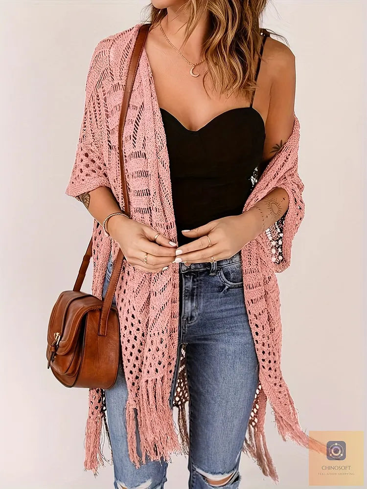 Albina Lanfranchi™ Elegant Tassel Cardigan for Lightweight Beach Coverage