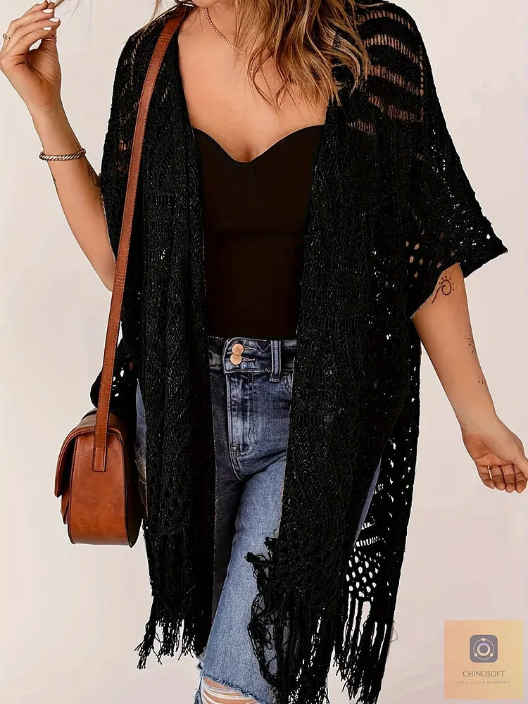 Albina Lanfranchi™ Elegant Tassel Cardigan for Lightweight Beach Coverage