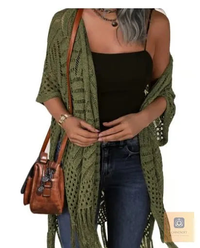 Albina Lanfranchi™ Elegant Tassel Cardigan for Lightweight Beach Coverage