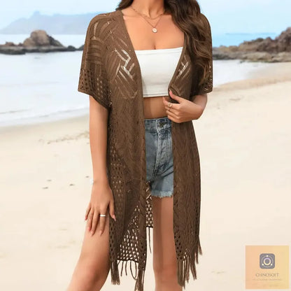 Albina Lanfranchi™ Elegant Tassel Cardigan for Lightweight Beach Coverage