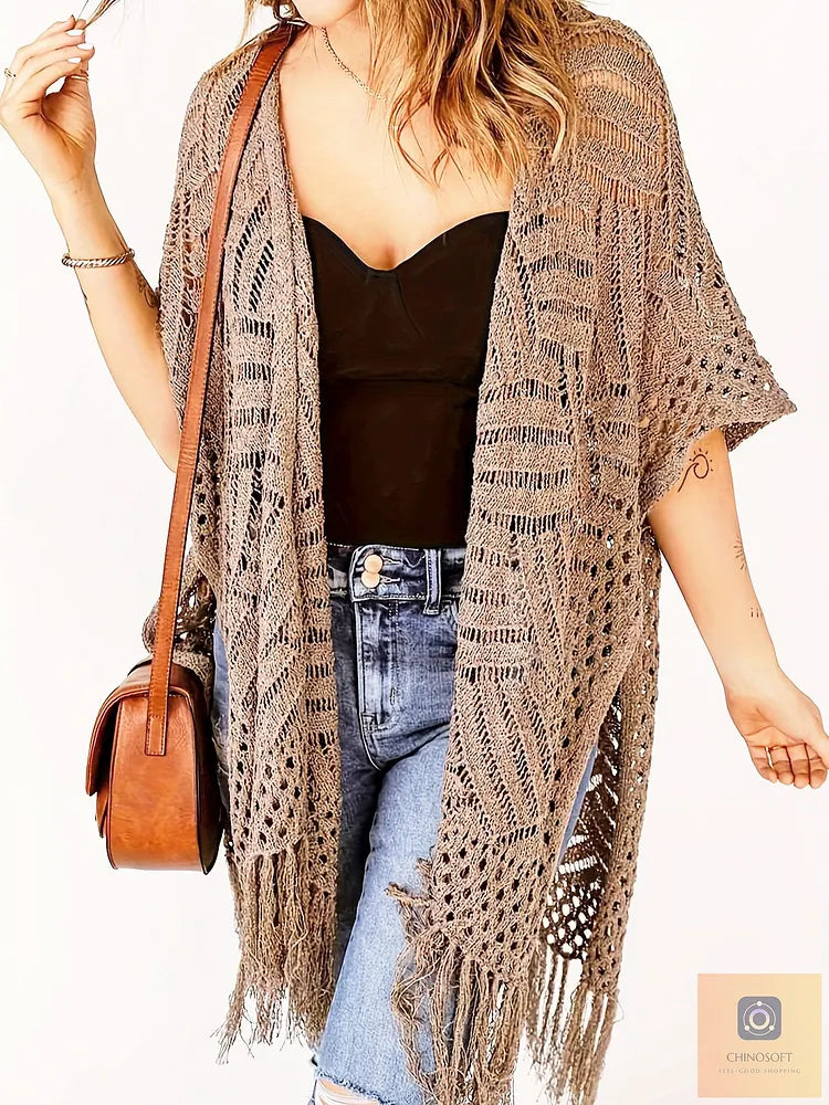 Albina Lanfranchi™ Elegant Tassel Cardigan for Lightweight Beach Coverage