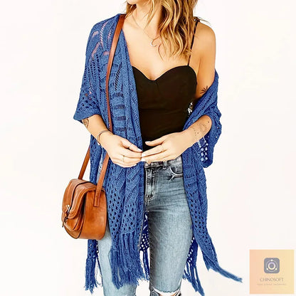 Albina Lanfranchi™ Elegant Tassel Cardigan for Lightweight Beach Coverage