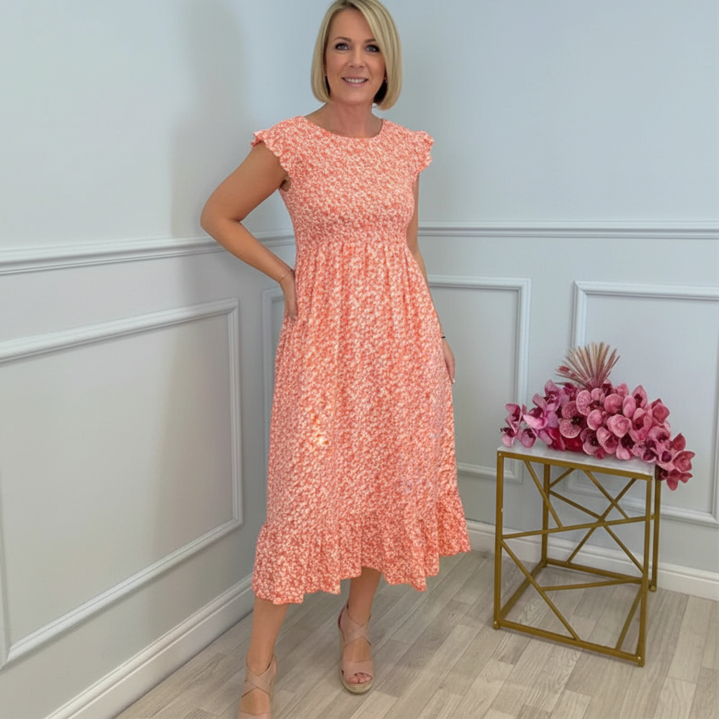 Aldina Agnelli™ Elegant Floral Ruffle Dress