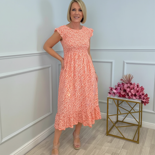 Aldina Agnelli™ Elegant Floral Ruffle Dress