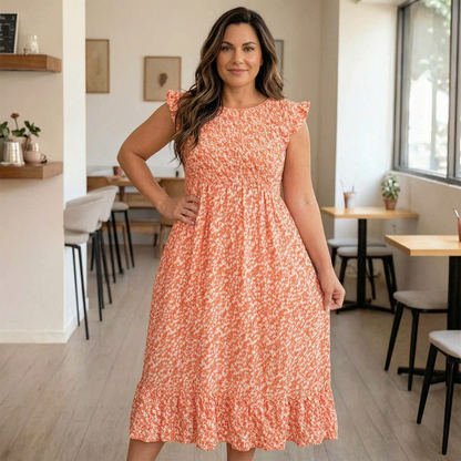 Aldina Agnelli™ Elegant Floral Ruffle Dress