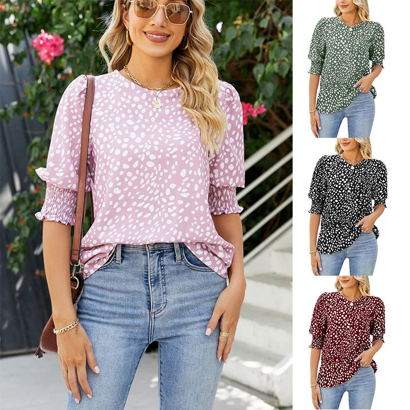 Aldina Lanzi™ Elegant Polka Dot Blouse for Everyday Polish