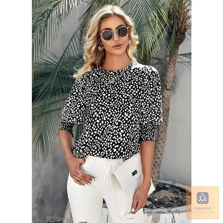 Aldina Lanzi™ Elegant Polka Dot Blouse for Everyday Polish