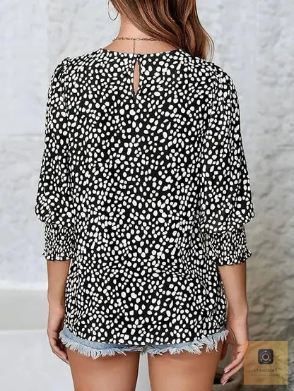 Aldina Lanzi™ Elegant Polka Dot Blouse for Everyday Polish