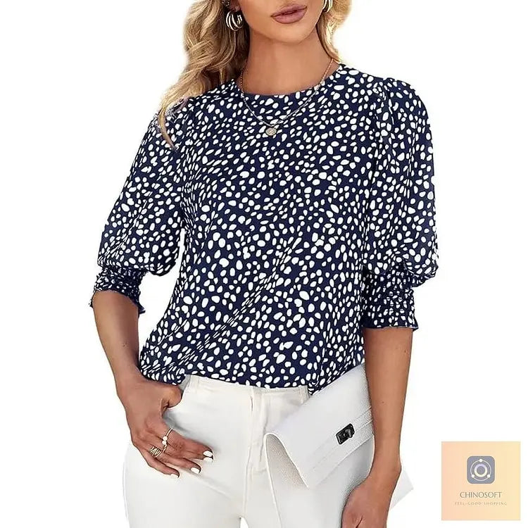 Aldina Lanzi™ Elegant Polka Dot Blouse for Everyday Polish