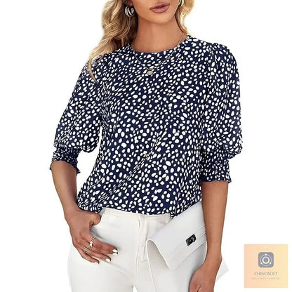 Aldina Lanzi™ Elegant Polka Dot Blouse for Everyday Polish