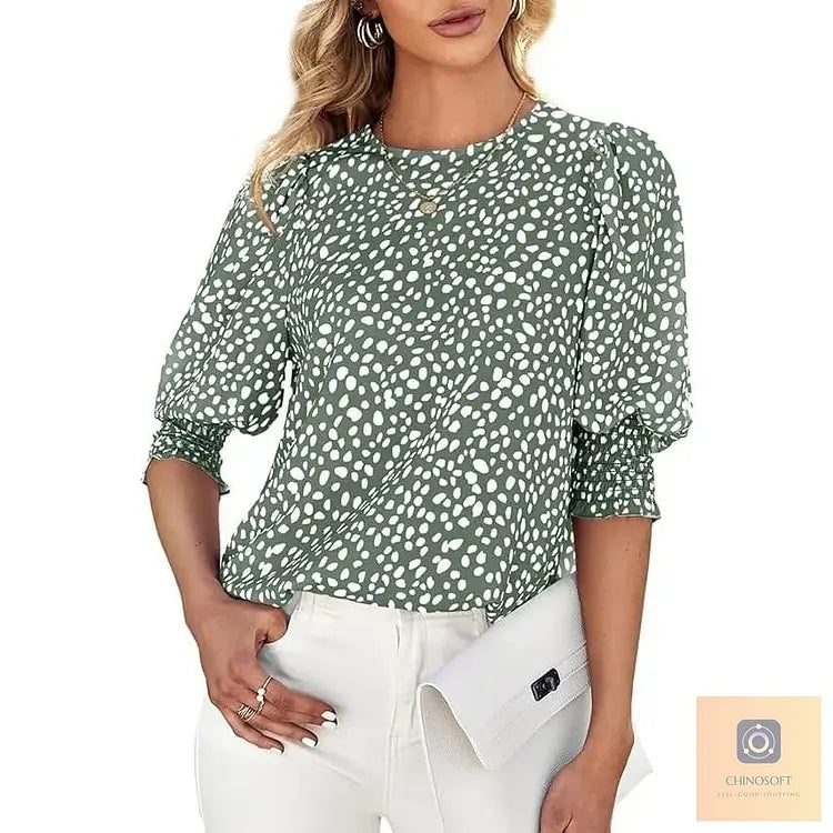 Aldina Lanzi™ Elegant Polka Dot Blouse for Everyday Polish