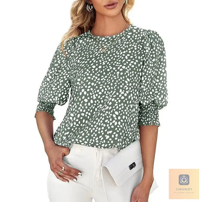 Aldina Lanzi™ Elegant Polka Dot Blouse for Everyday Polish