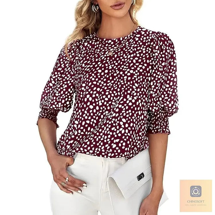 Aldina Lanzi™ Elegant Polka Dot Blouse for Everyday Polish