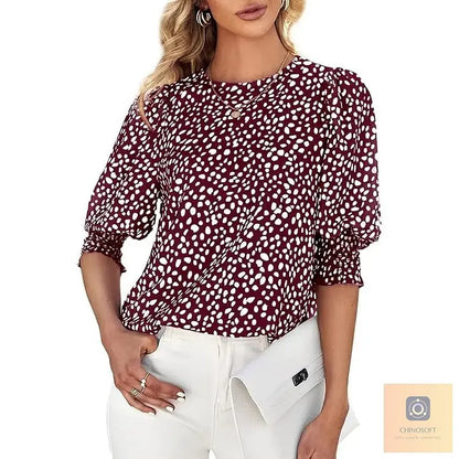 Aldina Lanzi™ Elegant Polka Dot Blouse for Everyday Polish