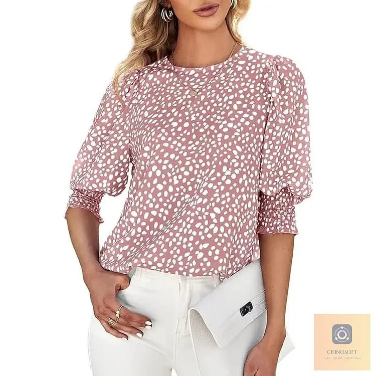 Aldina Lanzi™ Elegant Polka Dot Blouse for Everyday Polish