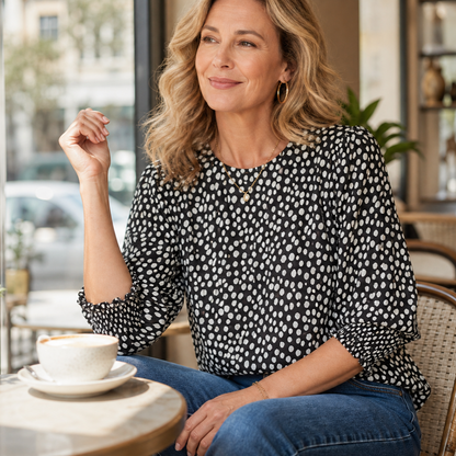 Aldina Lanzi™ Elegant Polka Dot Blouse for Everyday Polish