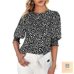 Aldina Lanzi™ Elegant Polka Dot Blouse for Everyday Polish