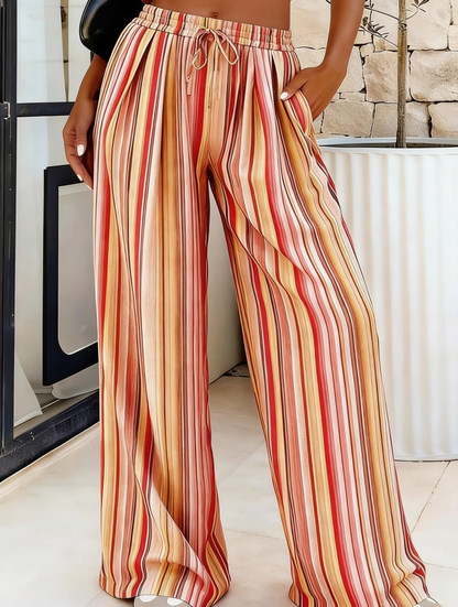 Alessia Esposito™ Breathable Striped Palazzo Trousers