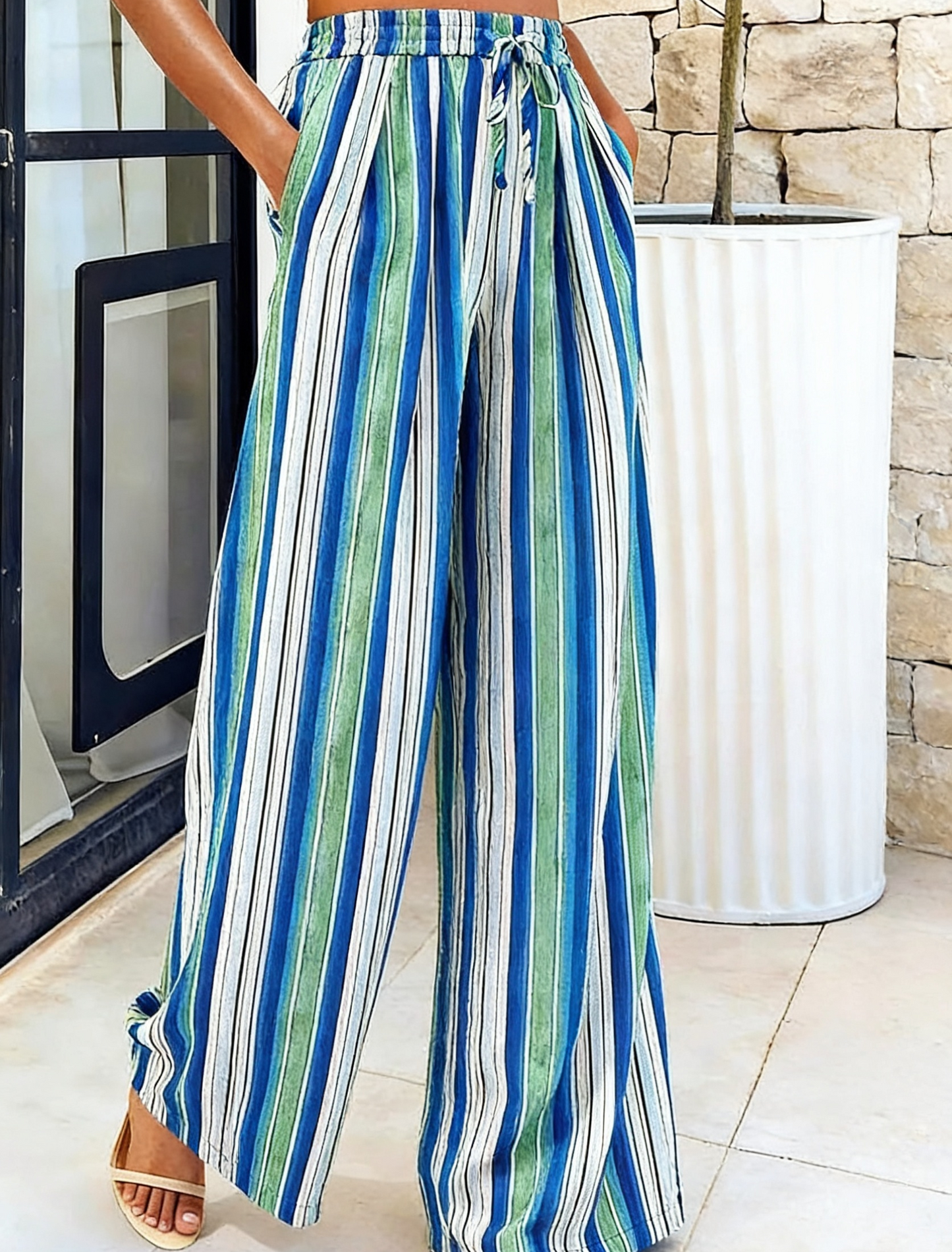 Alessia Esposito™ Breathable Striped Palazzo Trousers