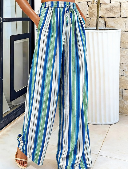 Alessia Esposito™ Breathable Striped Palazzo Trousers