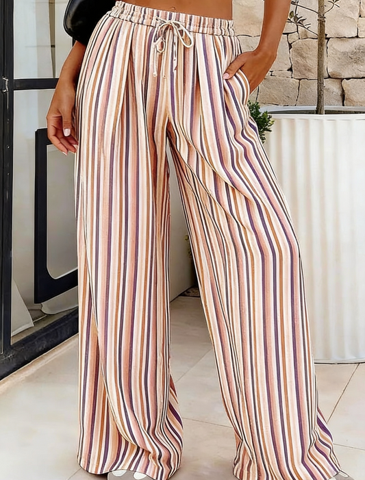 Alessia Esposito™ Breathable Striped Palazzo Trousers