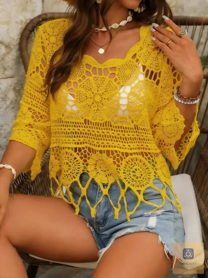 Alessia Lattanzi™ Boho Scallop Cover Up for Effortless Beach Style