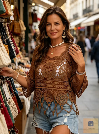 Alessia Lattanzi™ Boho Scallop Cover Up for Effortless Beach Style