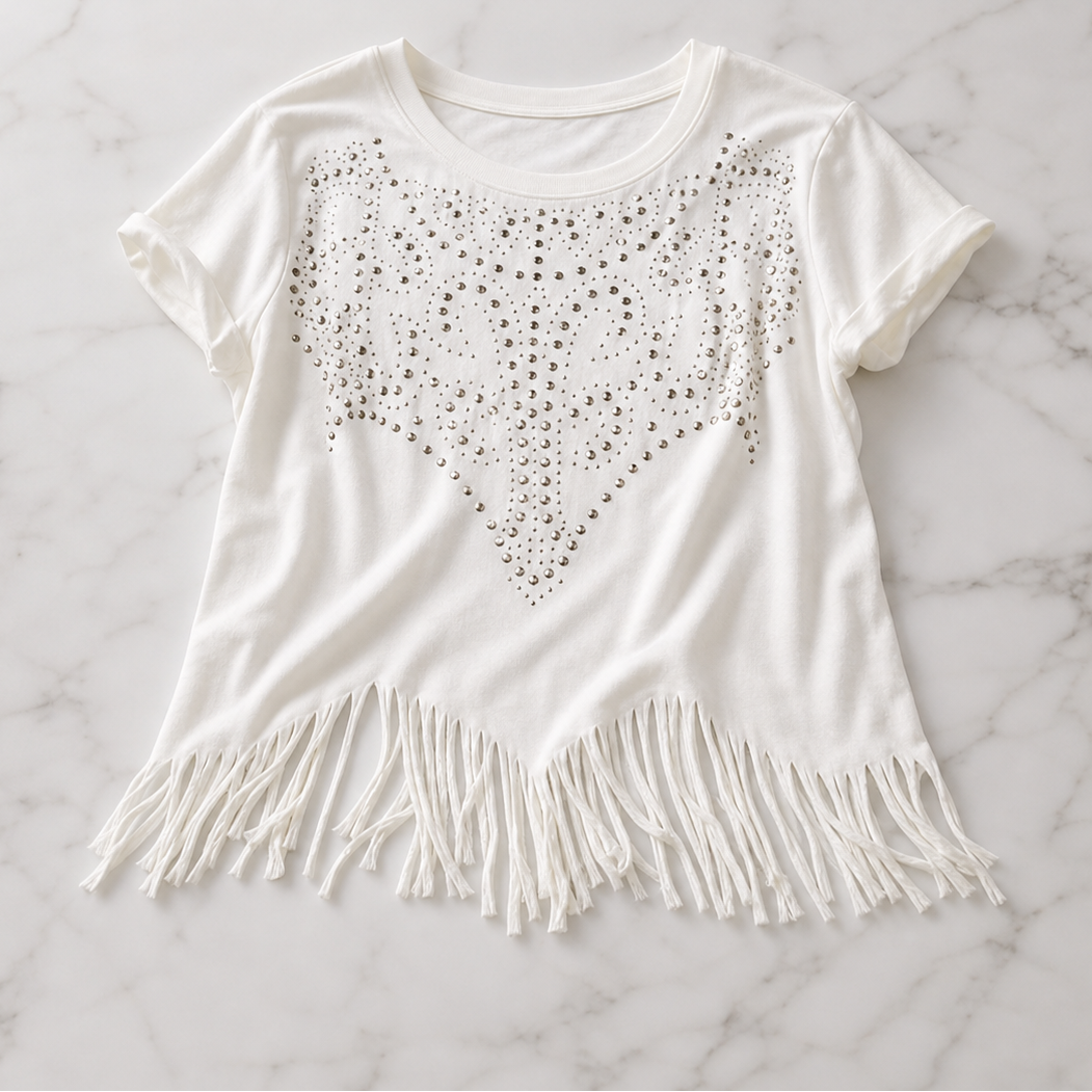 Alfonsina Alberti™ Everyday Short Sleeve Tee With Frayed Hem