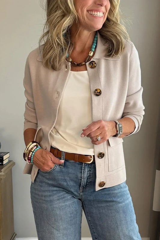 Alice Lecce Versatile Lapel Jacket - main front view of casual solid color pocket jacket