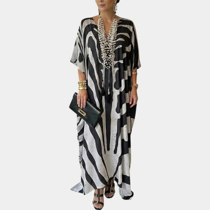 Amelia Elegant Flow Kaftan Dress - main front view of the flowy kaftan dress